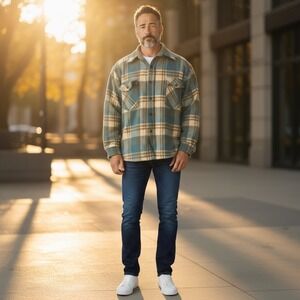 Vintage Royal Knight Casual Wear Wool Flannel, Lined in Fleece size‎ Large